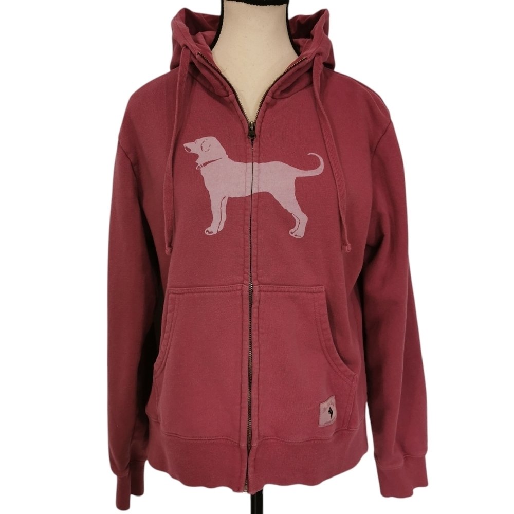 The Black Dog Full Zip Relaxed Fit Fleece Hoodie in Pink - Sz M